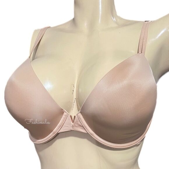 Victorias Secret Supersoft Satin Lined Demi bra Beige 34B - Picture 4 of 5
